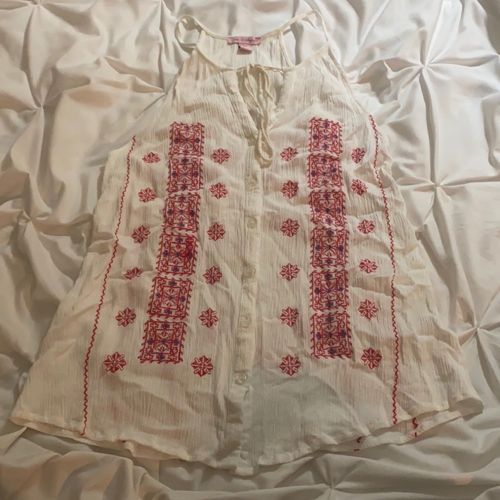 Button and tie up blouse